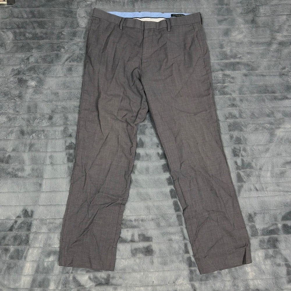 Banana Republic Mens 33x30 Slim Fit Charcoal Gray 100% Wool Dress Pants Trousers